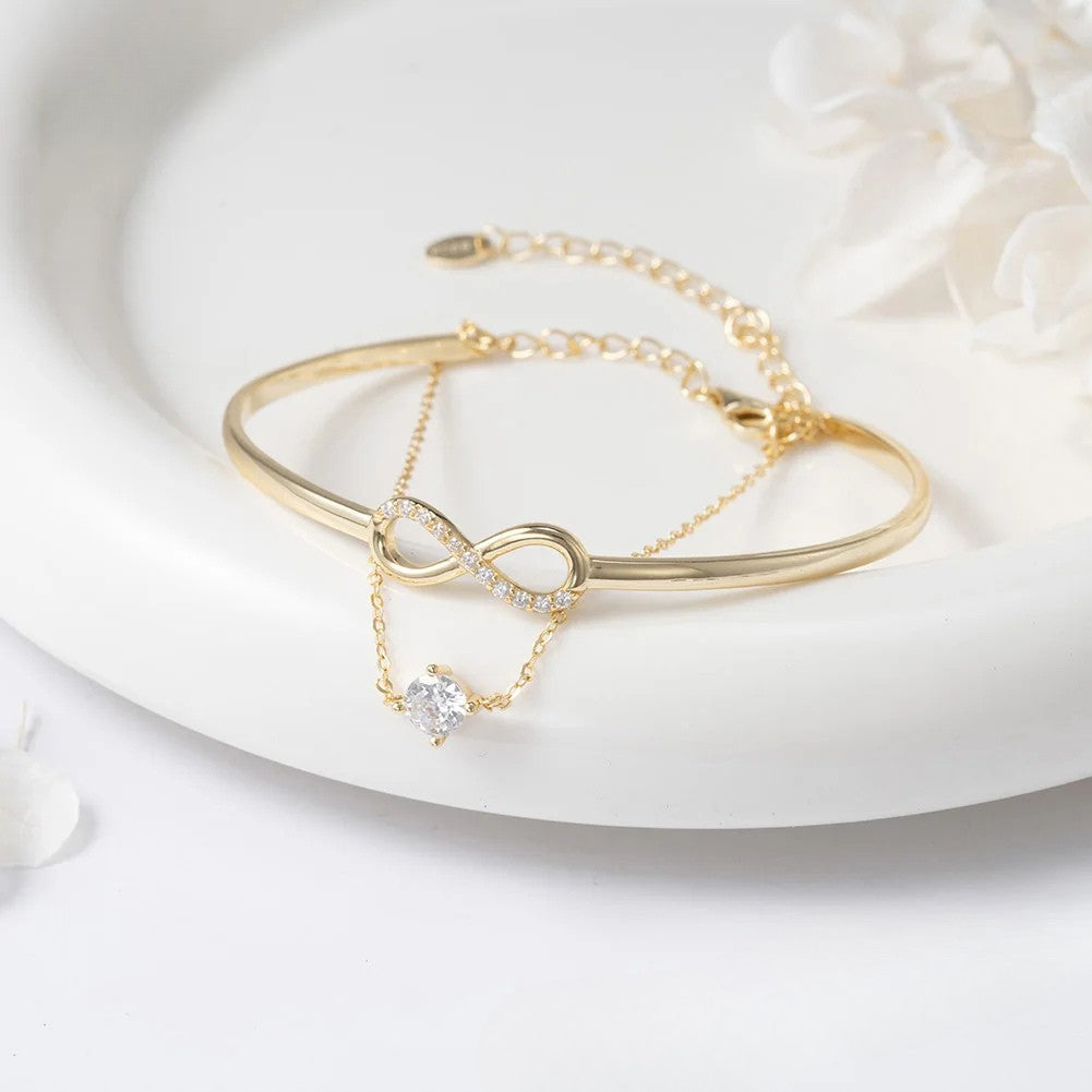 925er Sterling Silber Unendlichkeits-Armband mit Zirkonia und Vergoldung