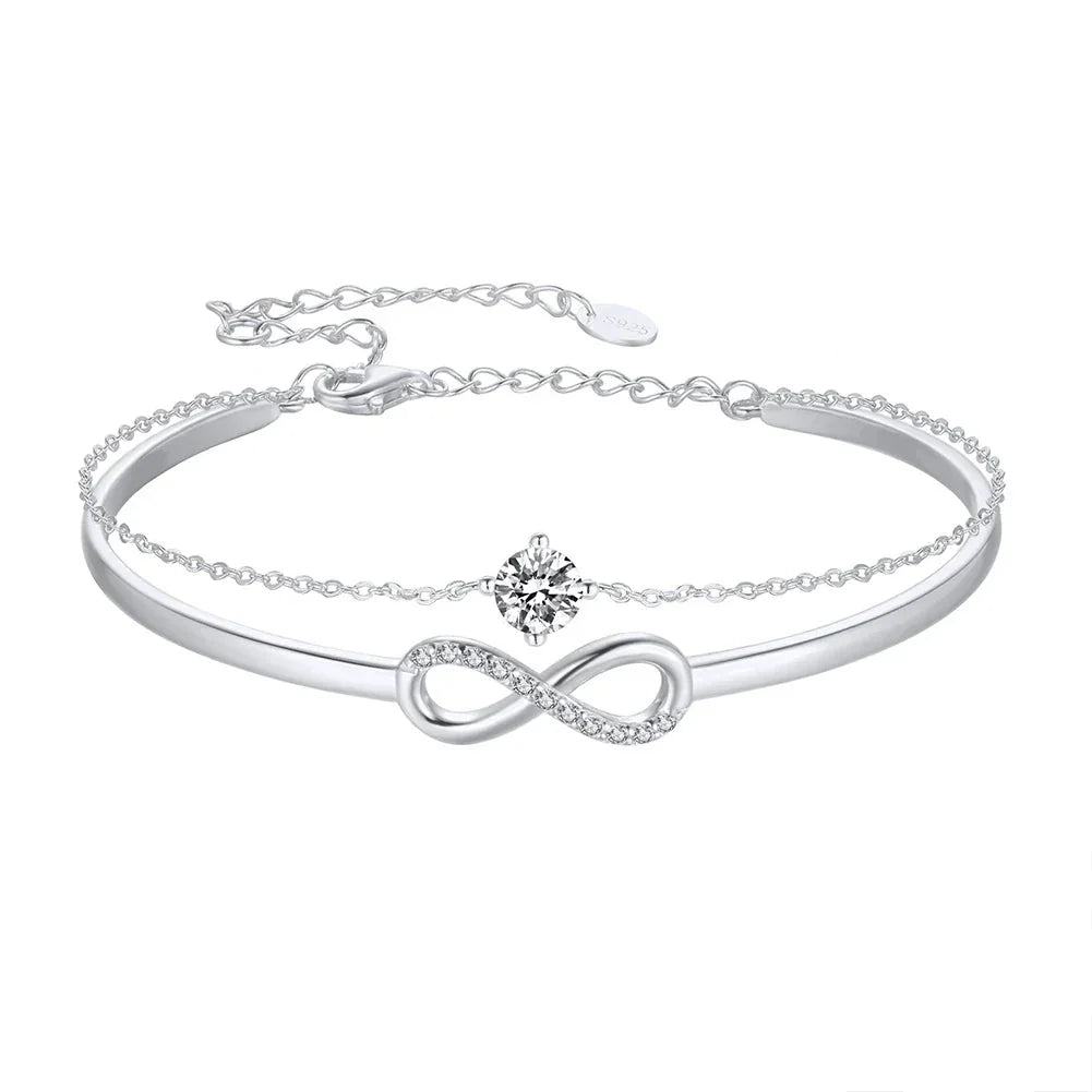 925er Sterling Silber Unendlichkeits-Armband mit Zirkonia und Vergoldung